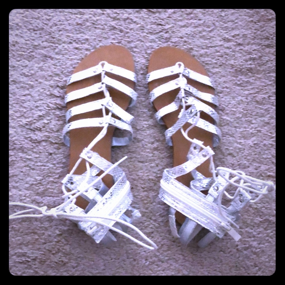 High top ankle tie sandals